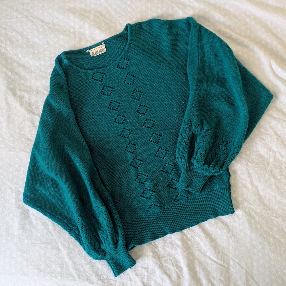 Teal Diamond Pattern Sweater - Picture 2 of 5
